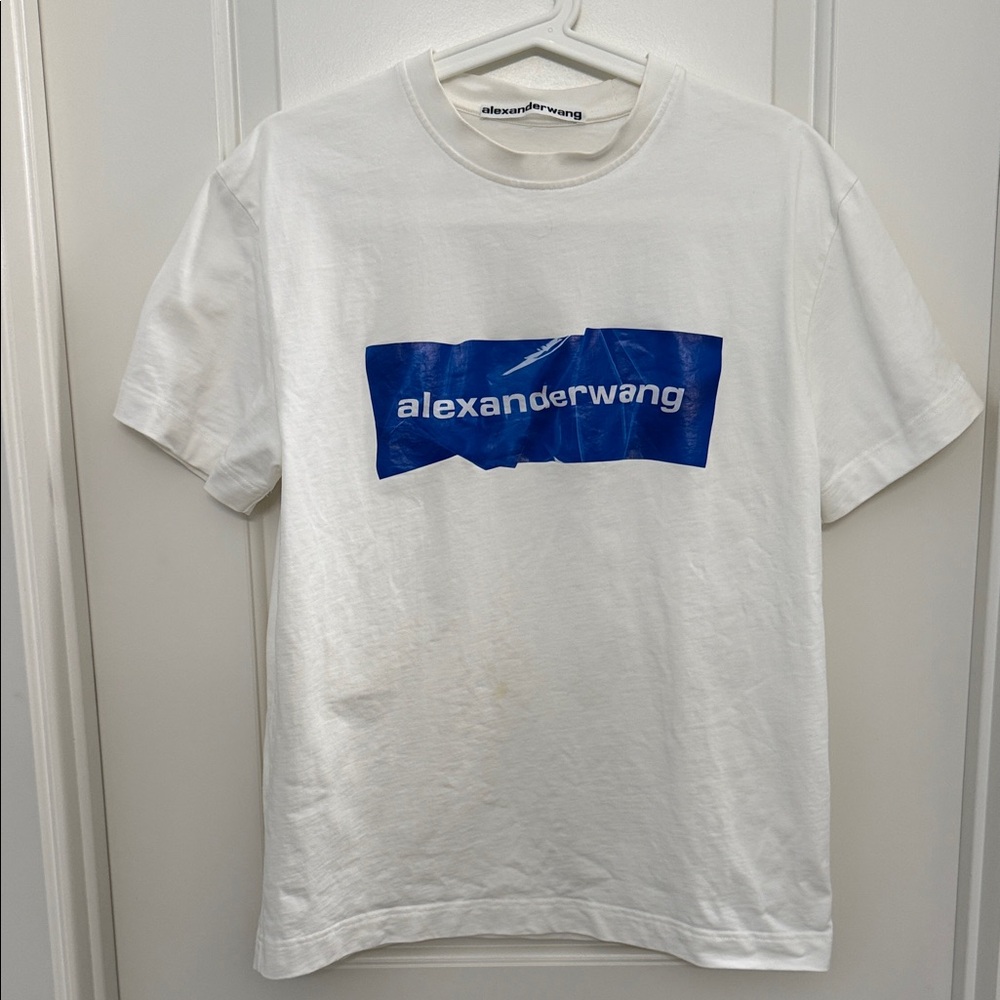 Alexander Wang White Tee with Blue Graphic